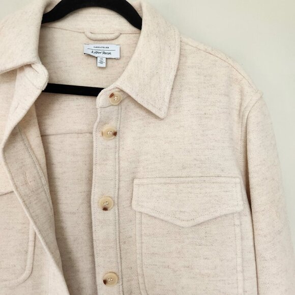 & Other Stories Wool Blend Cream Oversized Coat Jacket Overshirt Shacket Size 8 - Picture 3 of 12